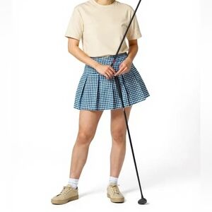 Kyodan Golf Blue&White Gingham Tennis Pickleball Pull On Slight Stretch Skort M